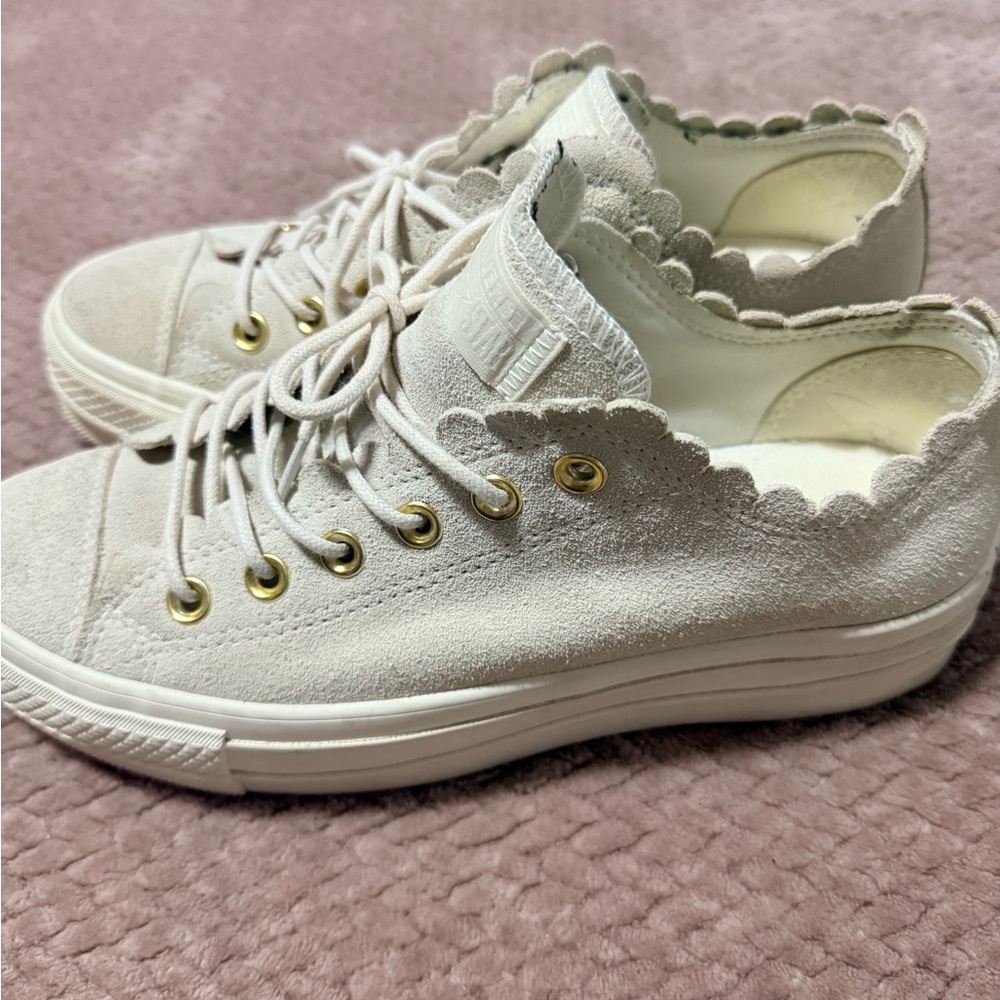 Converse Cream Scalloped Sneakers